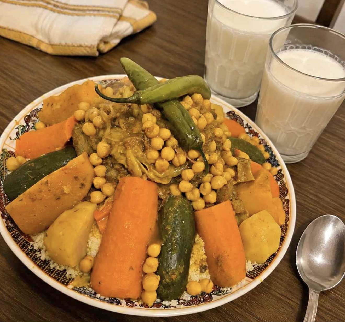 A platter of Moroccan couscous from Amina’s Kitchen